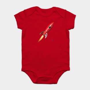 Red Retro Rocket Baby Bodysuit